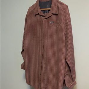 brown, plaid long sleeve button down shirt